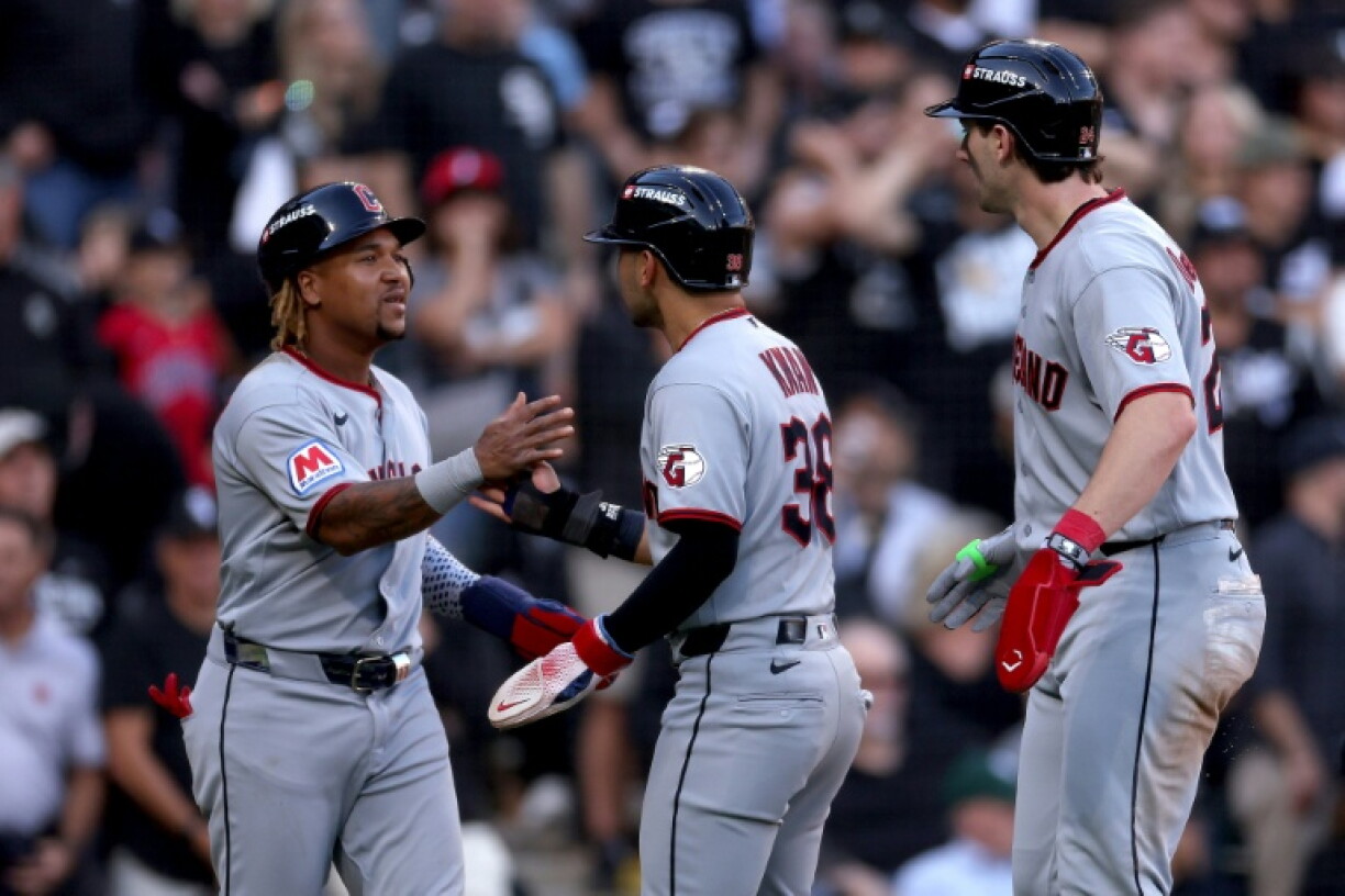Cleveland Guardians' Jose Ramirez scored off a Jo Adell triple and later struck a two-run triple himself