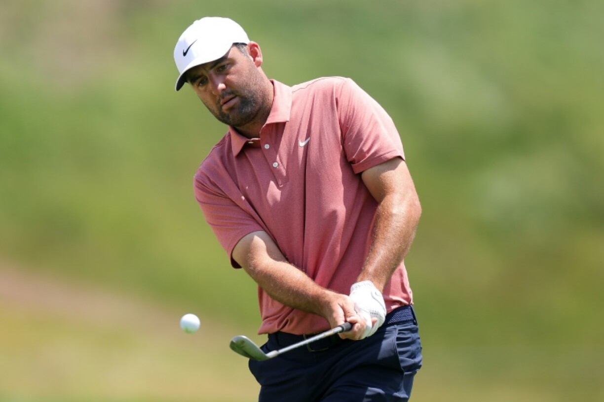 World number one Scottie Scheffler plays a shot during his final practice round at Oakmont for the 125th US Open