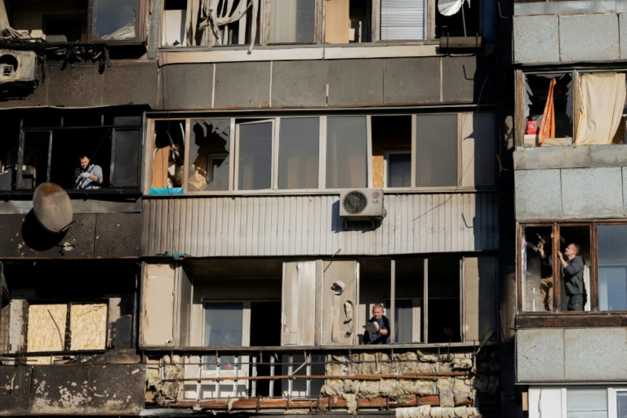 Kyiv Mayor Vitali Klitschko said falling drone fragments had sparked fires on several floors of the building