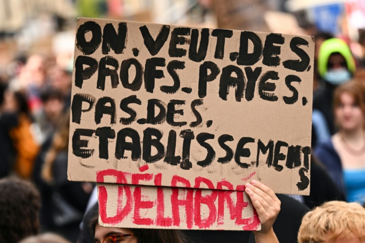 'We want teachers to be paid, not dilapidated schools': one poster during recent protests