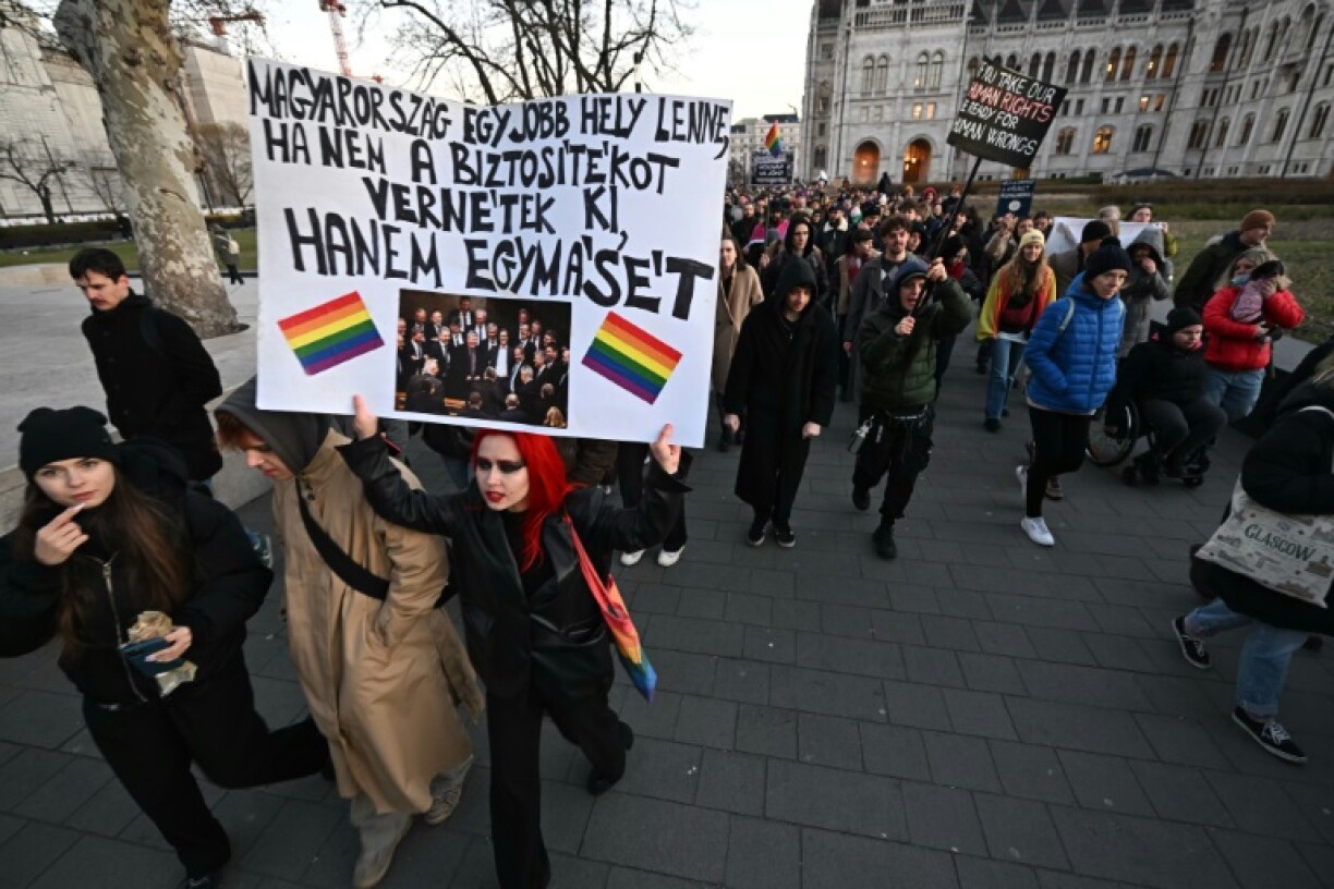 Thousands of Hungarians protested in front of the parliament building, where the bill was adopted by a large majority