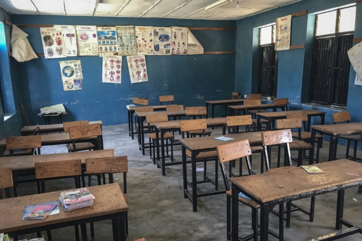 An empty classroom at St Mary’s Catholic School in Papiri, Nigeria, where kidnappers seized more than 300 children