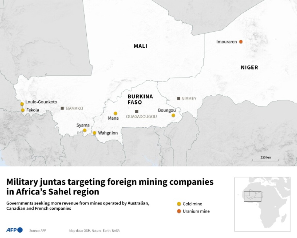 Military juntas targeting foreign mining companies in Africa’s Sahel region