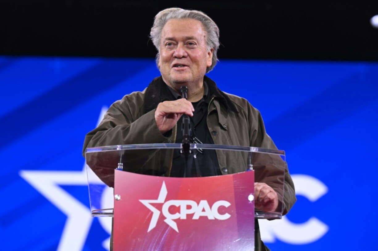 American conservative activist Steve Bannon made a gesture at a Washington conference that a French party leader said was 'alluding to Nazi ideology'