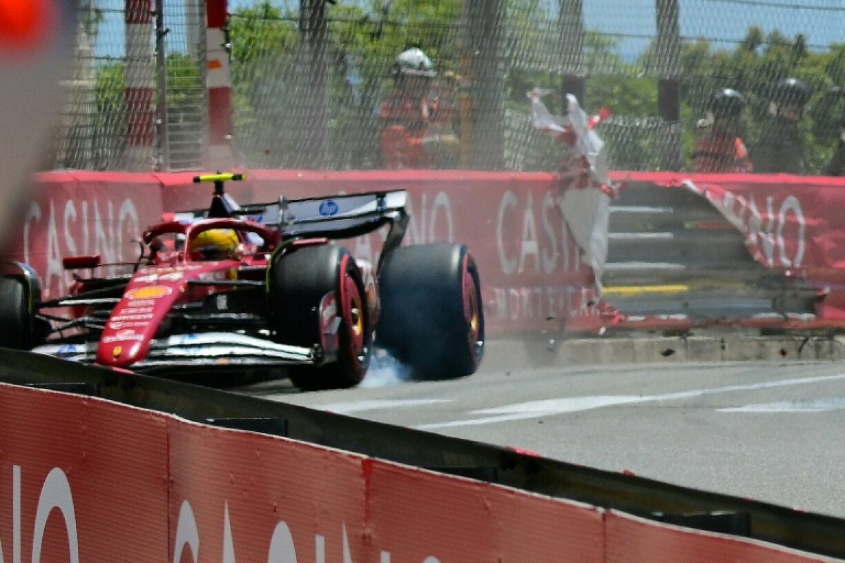 Lewis Hamilton crashed his Ferrari into the barriers during third practice in Monaco