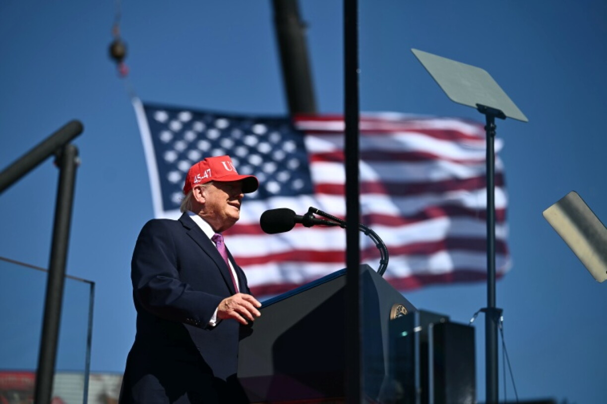 US President Donald Trump speaks at a campaign rally in Bullhead City