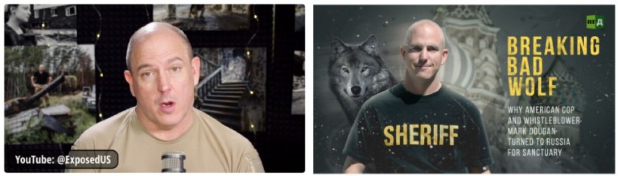 Screenshots of social media content featuring John Mark Dougan