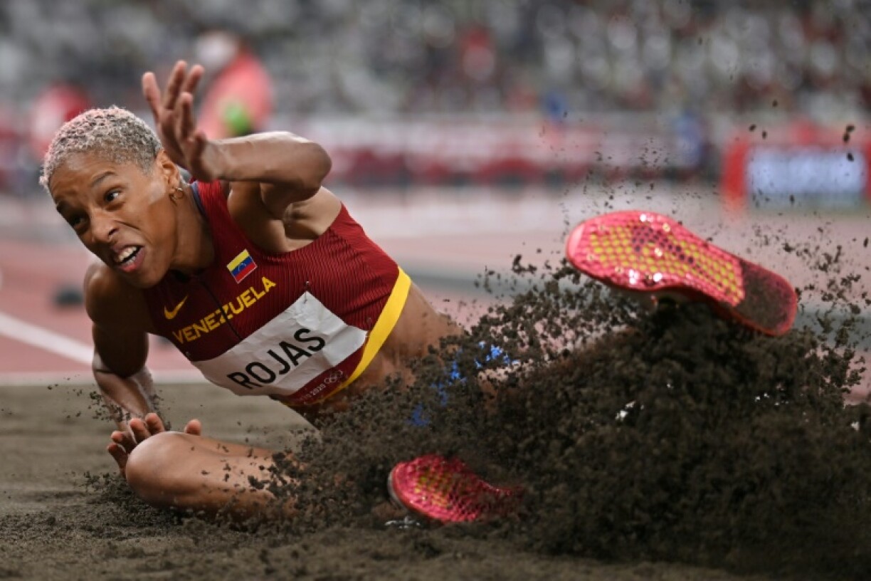 Yulimar Rojas in action at the 2021 Olympic Games in Tokyo, when she won in a world record