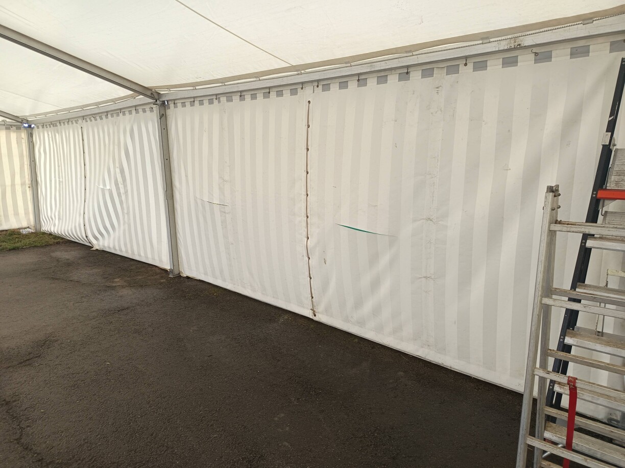 Nospelt's Buergbrenner tent was cut with a knife by vandals.