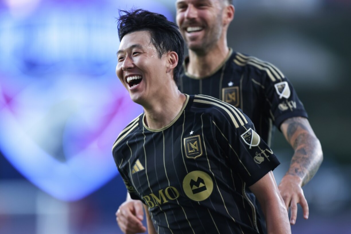 South Korean star Son Heung-min celebrates after scoring is first Major League Soccer goal for Los Angeles FC