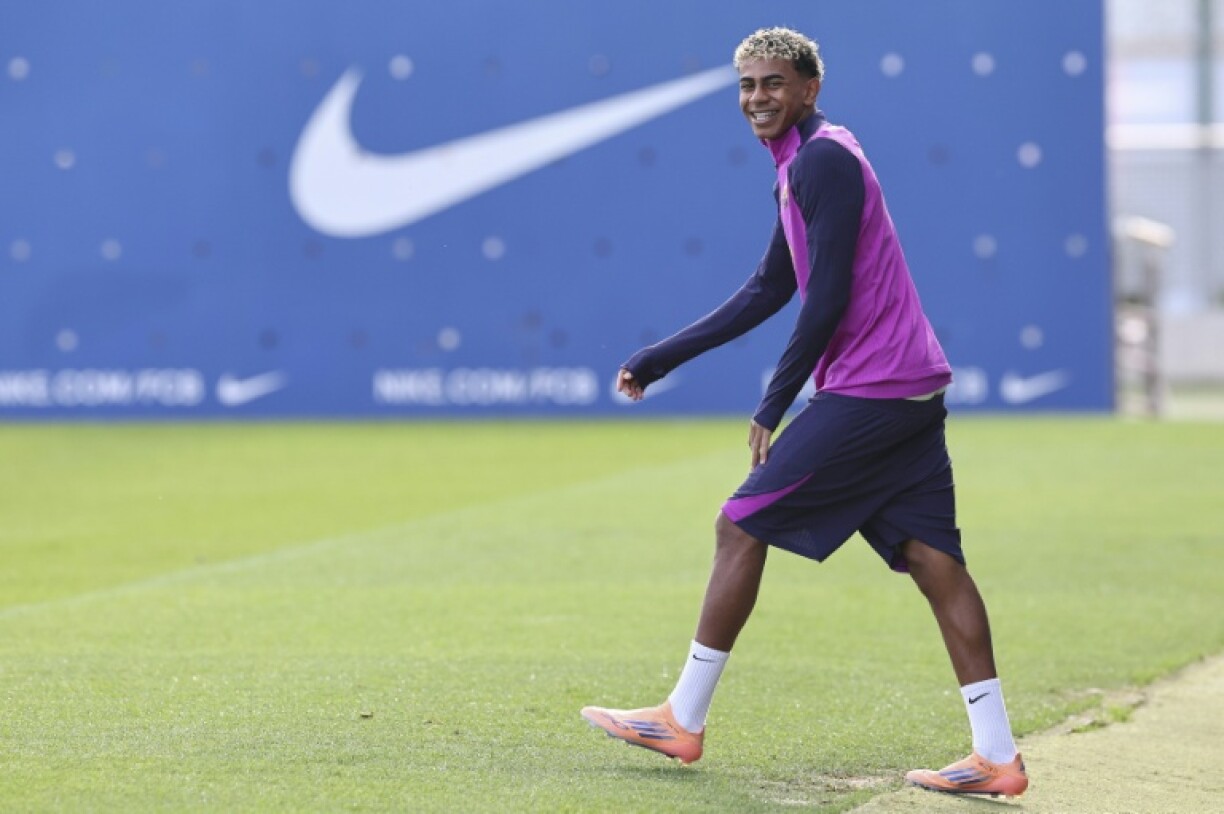 Barcelona forward Lamine Yamal trains ahead of the clash with Real Madrid in La Liga on Sunday at the Santiago Bernabeu