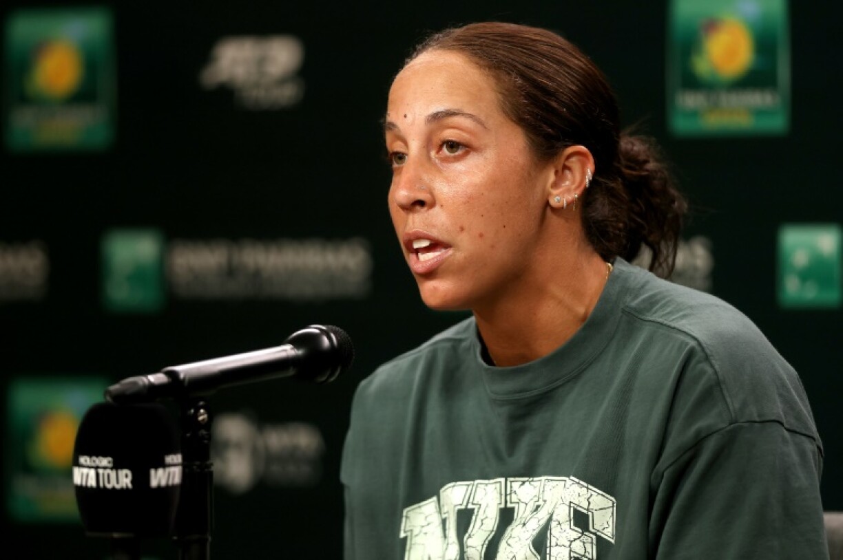 Australian Open champioon Madison Keys fields questions from the media prior to the BNP Paribas Open at Indian Wells