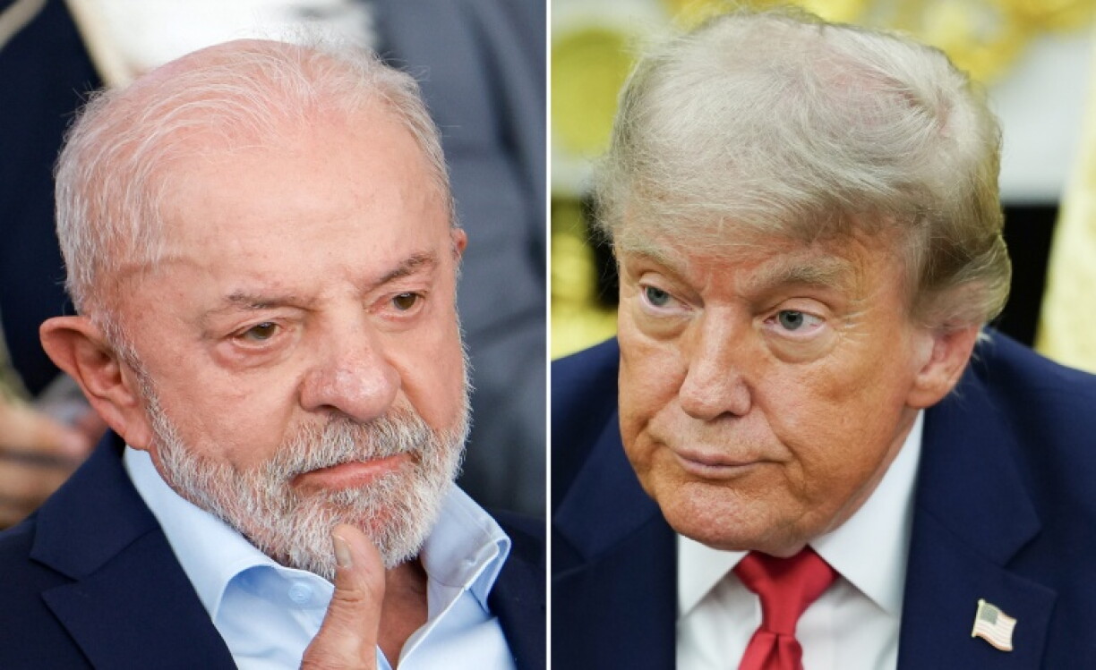 (COMBO) This combination of file pictures shows Brazil's President Luiz Inacio Lula da Silva, who just won a fourth term, and US President Donald Trump