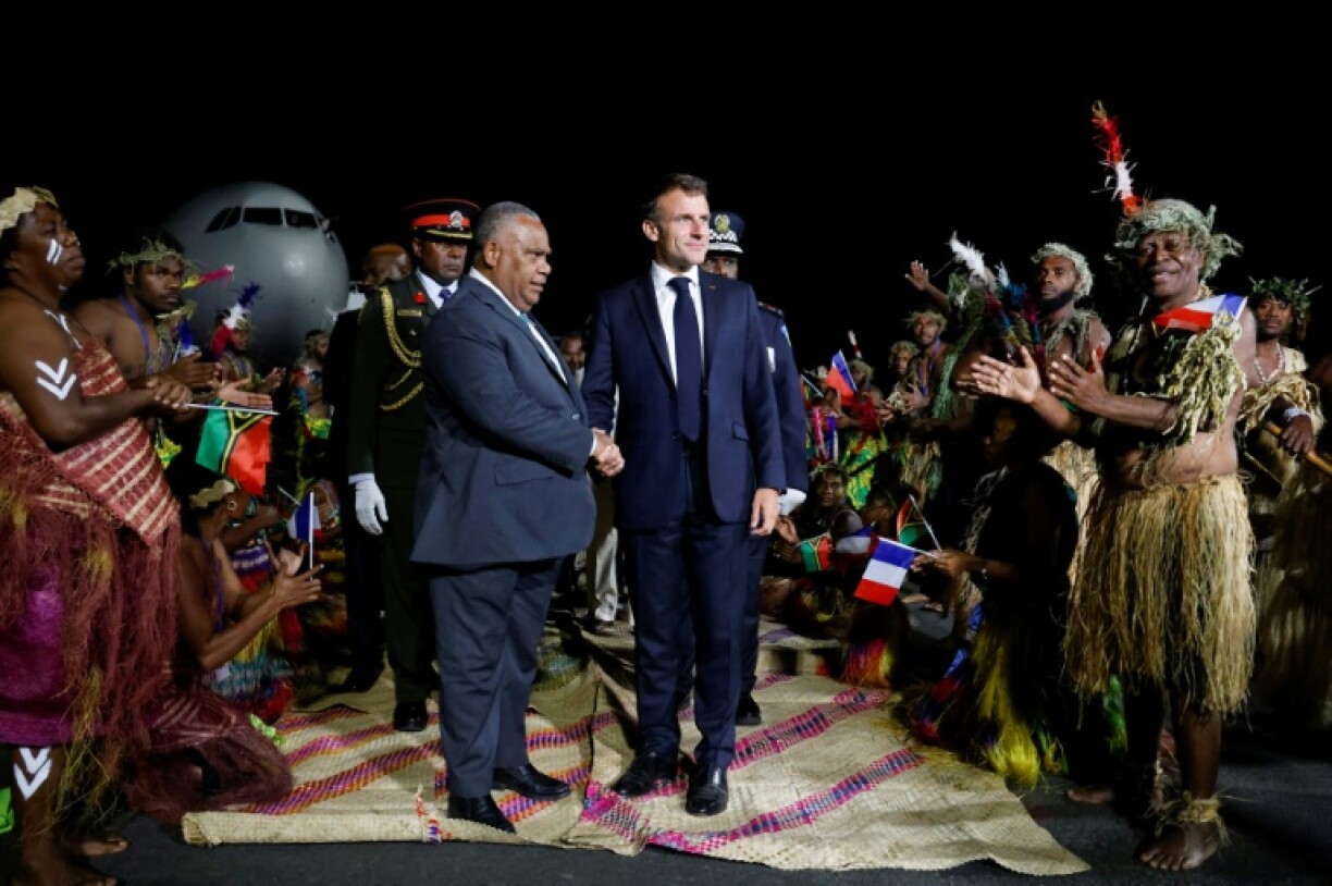 Jotham Napat, pictured meeting French President Emmanuel Macron (R) in April 2023, was a senior disaster management official before entering politics