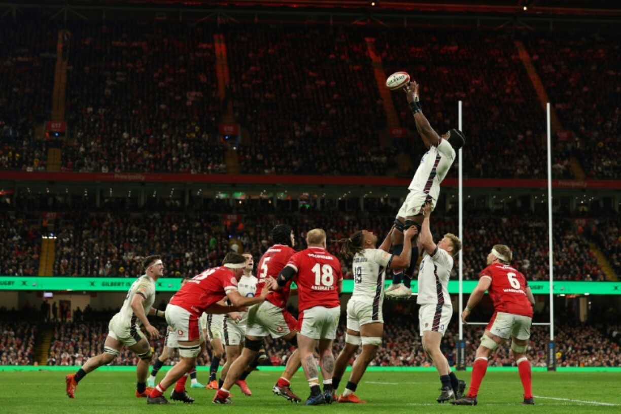 Cut above: England captain Maro Itoje wins line-out ball against Wales in Cardiff