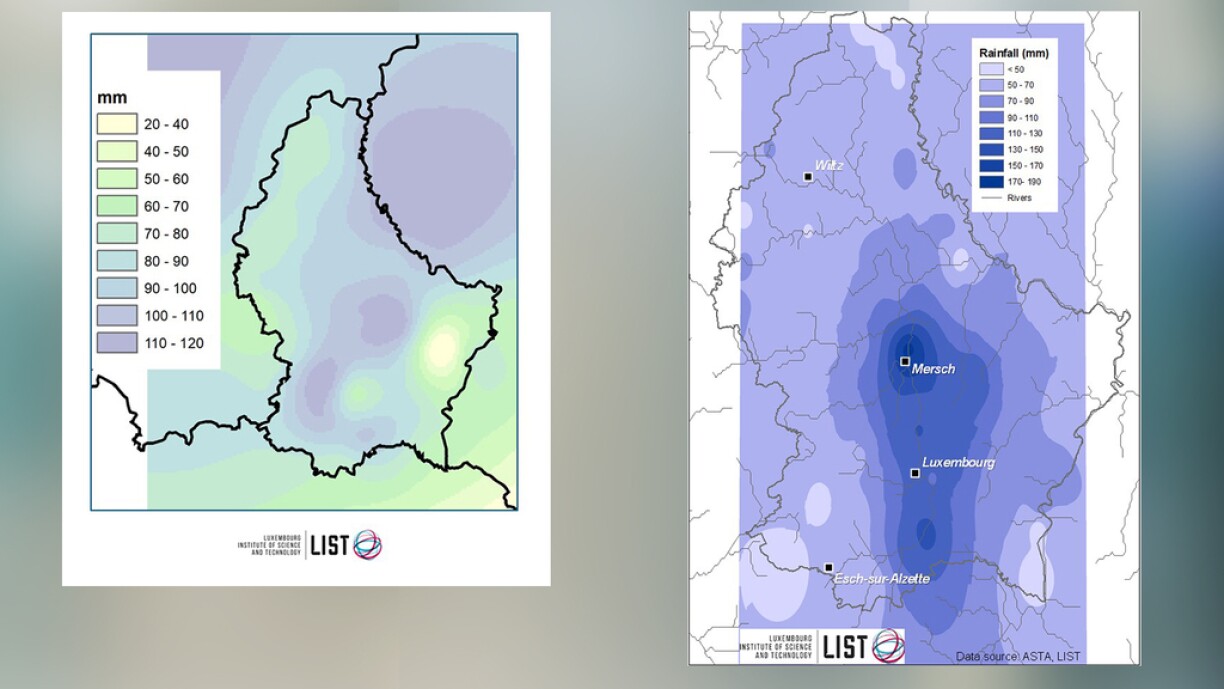 Comparison of rainfall in July 2021 (left) and September 2025 (right)