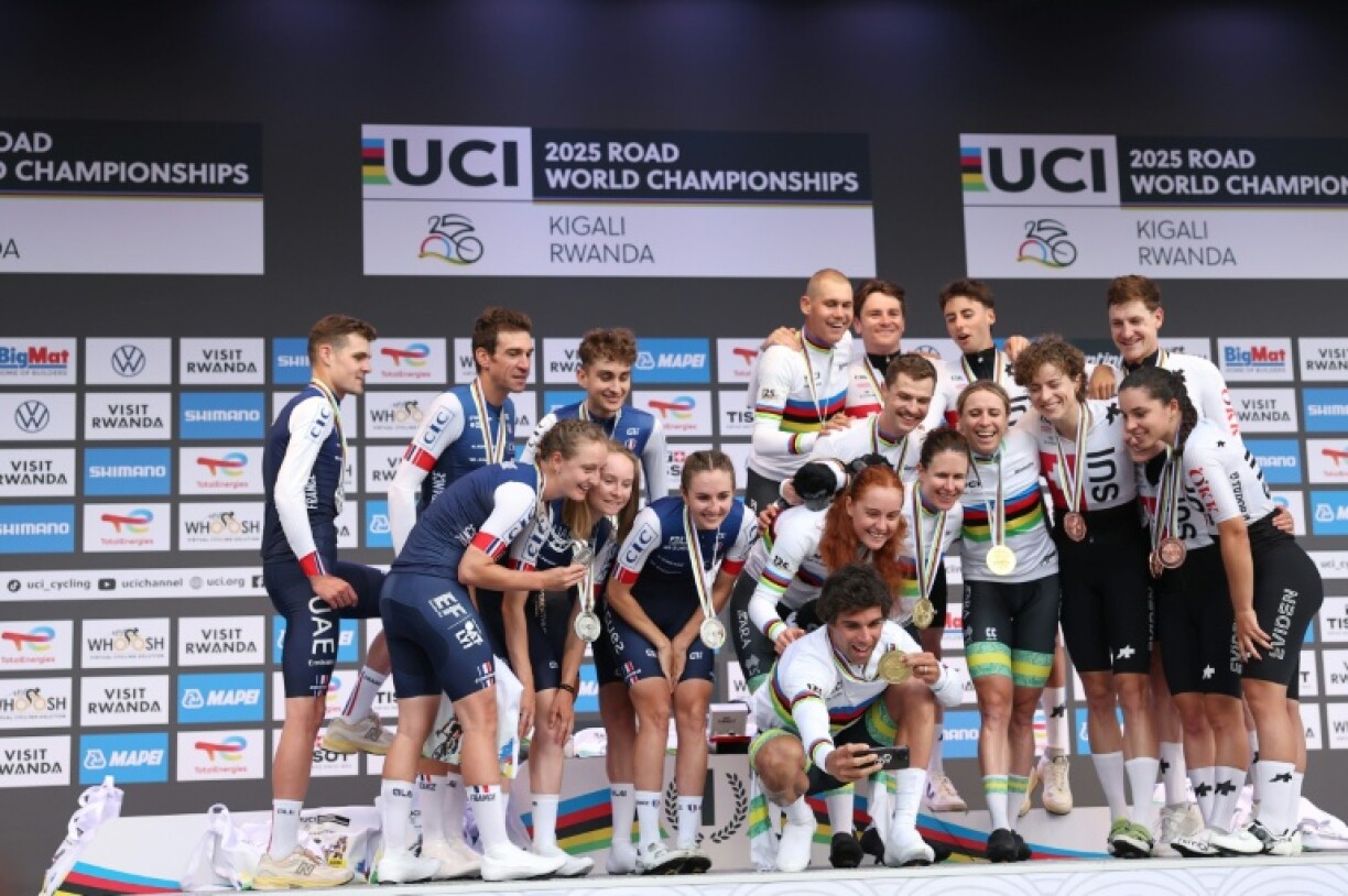 There was a feel-good vibe on the mixed relay podium