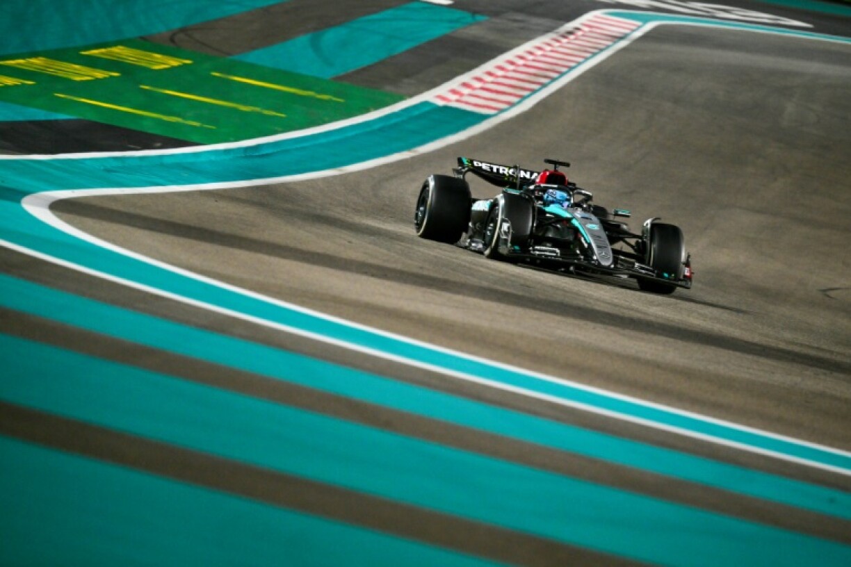 Mercedes' British driver George Russell in action in Abu Dhabi