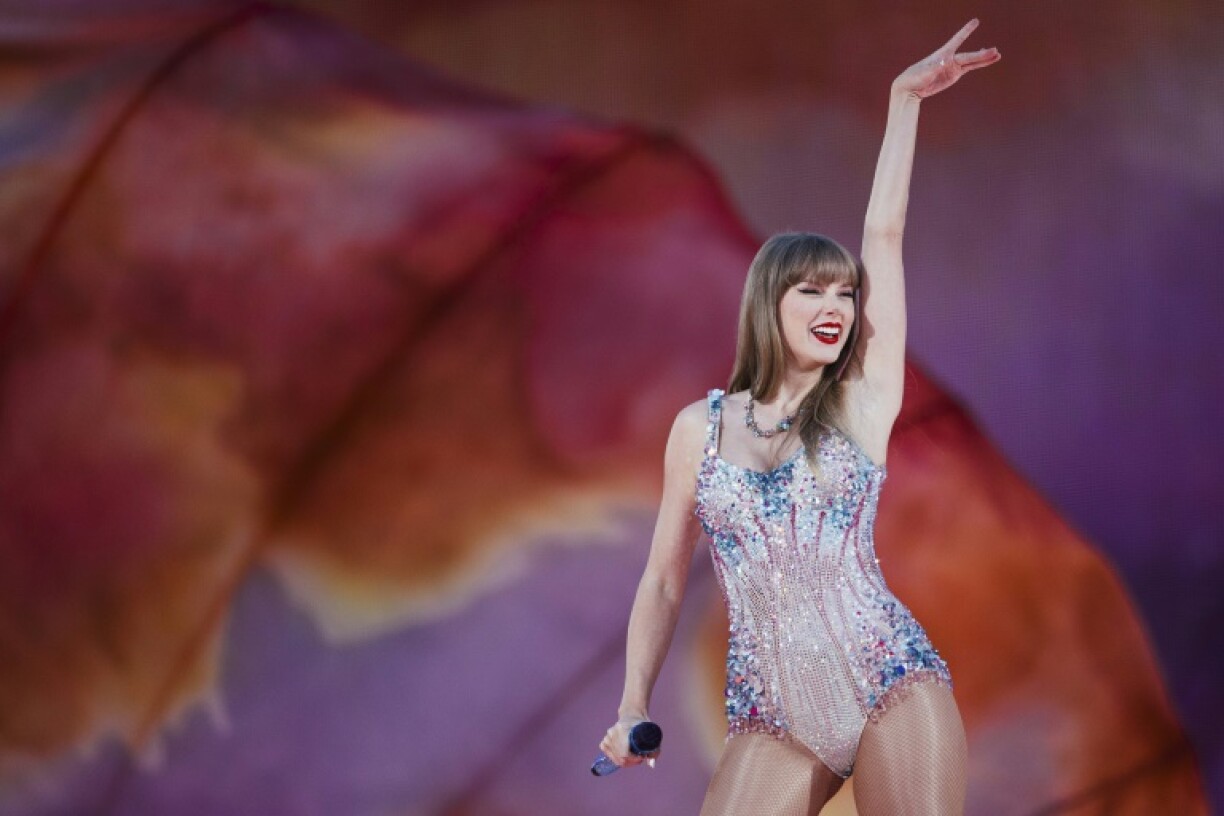 La superstar de la pop Taylor Swift lors d'un concert à Lisbonne, le 24 mai 2024