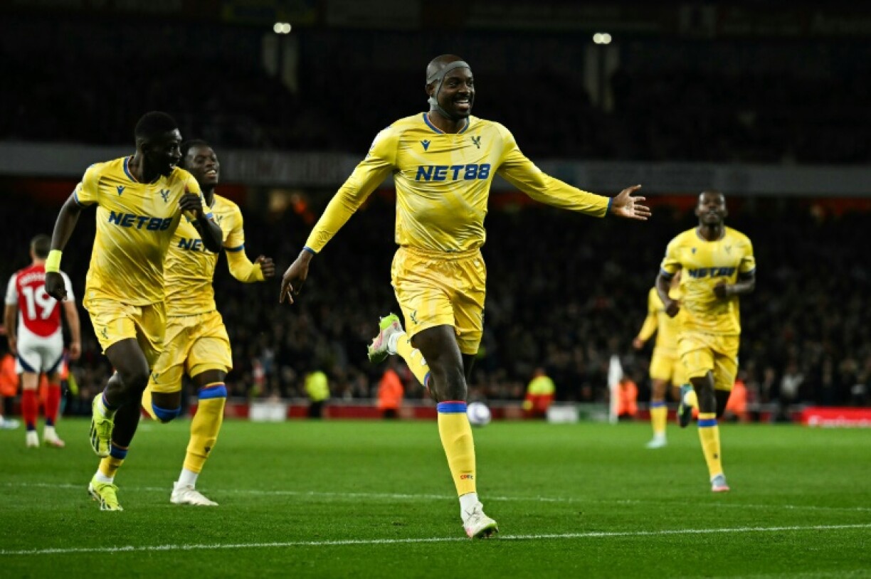 Crystal Palace's Jean-Philippe Mateta celebrates after scoring against Arsenal