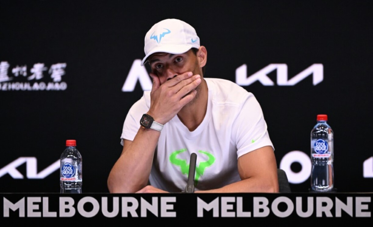 Rafael Nadal en conférence de presse après sa défaite au 2e tour de l'Open d'Australie, le 18 janvier 2023 à Melbourne