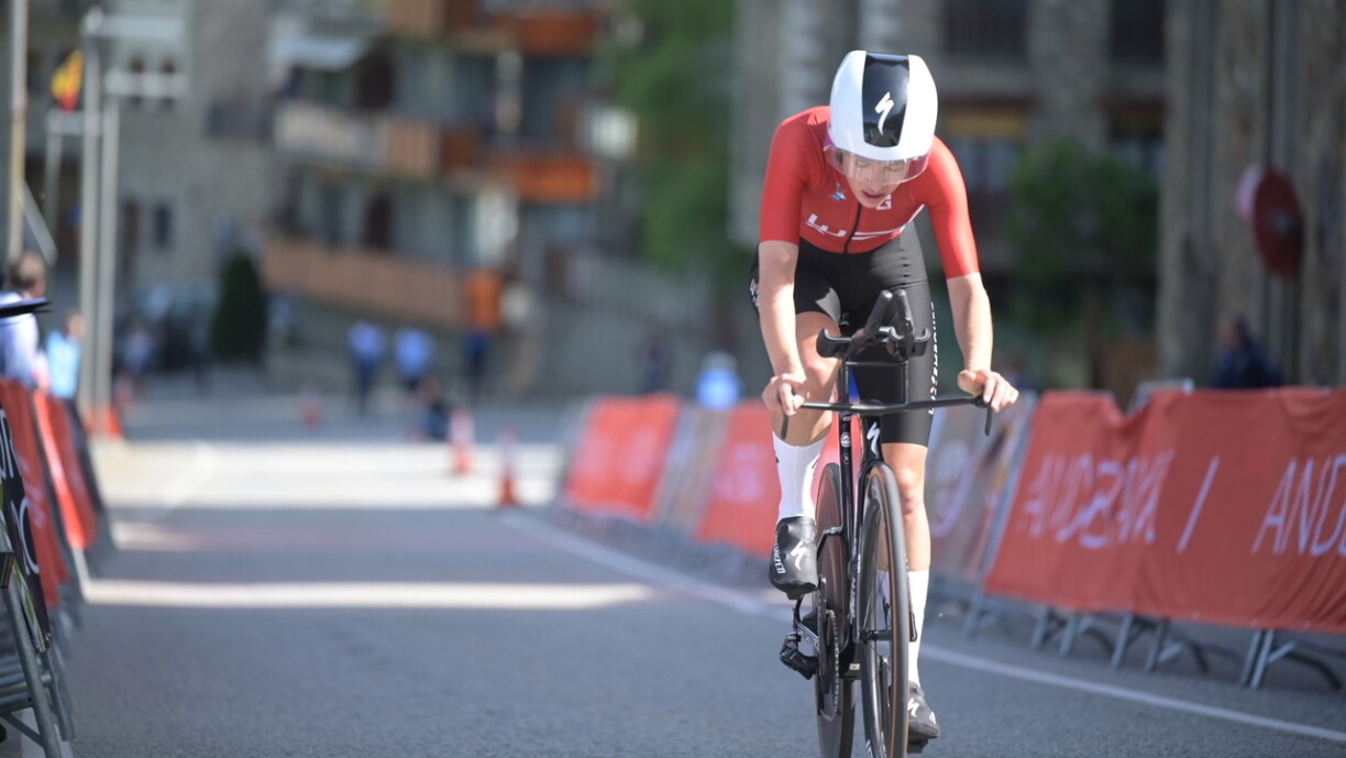 Marie Schreiber à l'arrivée du contre-la-montre