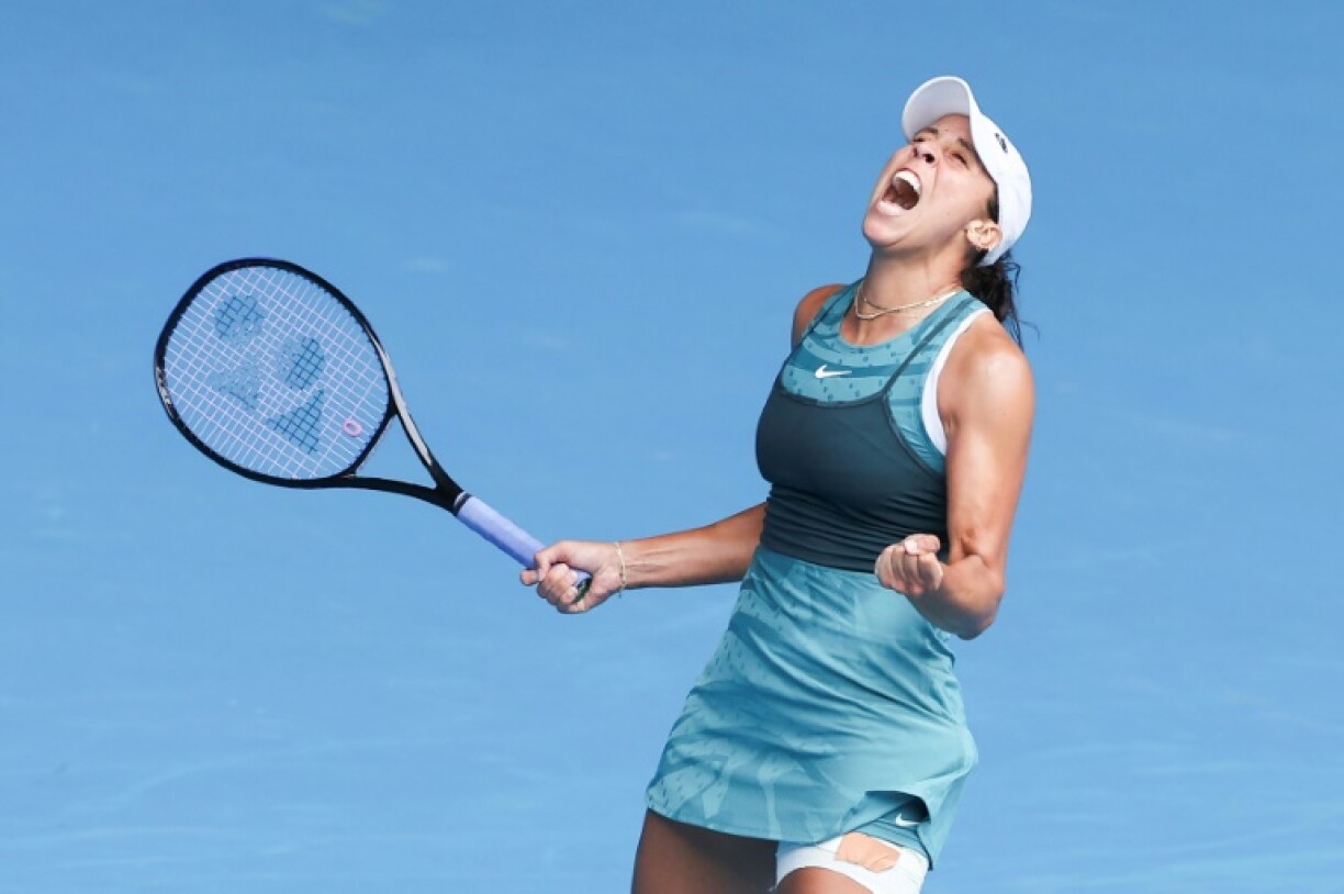 USA's Madison Keys celebrates victory