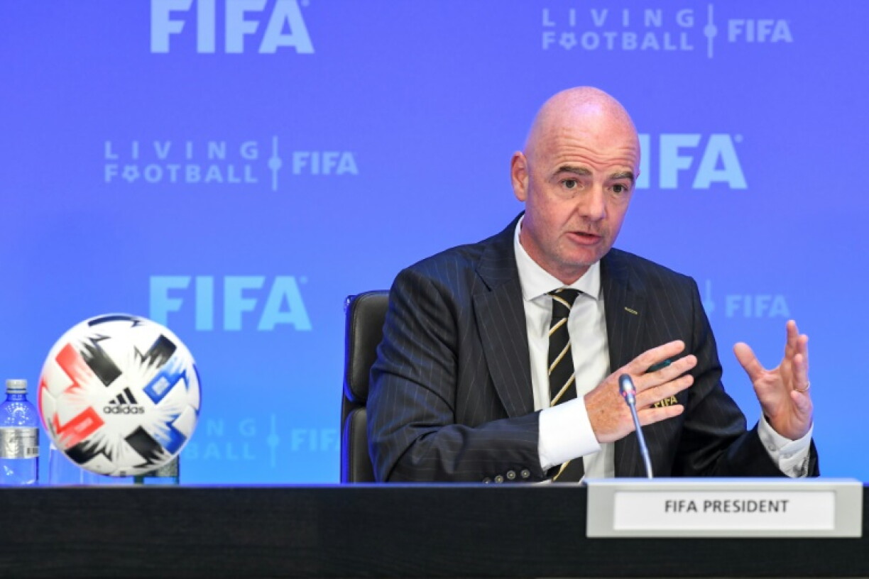 Le président de la FIFA, Gianni Infantino, lors d'une conférence de presse au siège de la fédération internationale, le 25 juin 2020 à Zurich