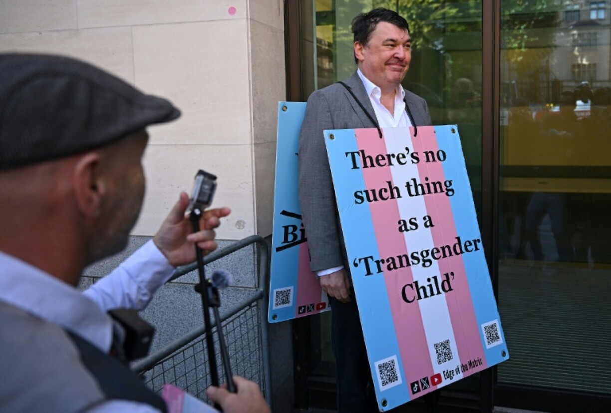 Irish writer Graham Linehan arrives at court accused of harassing a transgender activist