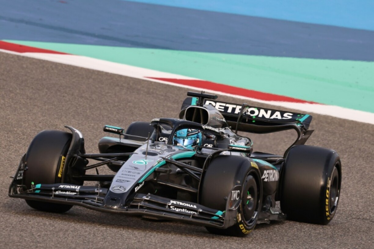 Mercedes' British driver George Russell moving fast in Bahrain testing