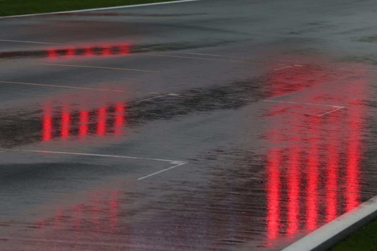 The soggy Spa circuit after heavy rain at the track in the Ardennes forest
