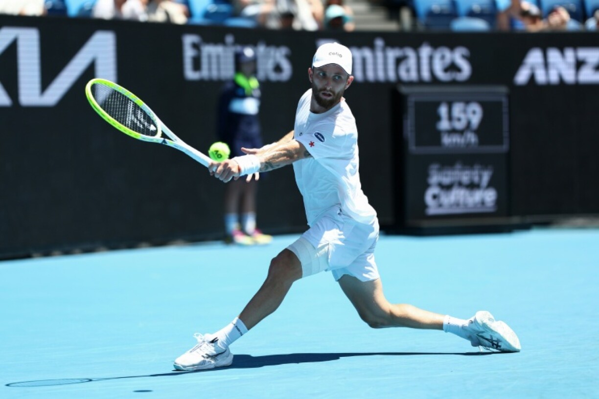 Le Français Corentin Moutet contre l'Australien Tristan Schoolkate au premier tour de l'Open d'Australie le 18 janvier 2026 à Melbourne