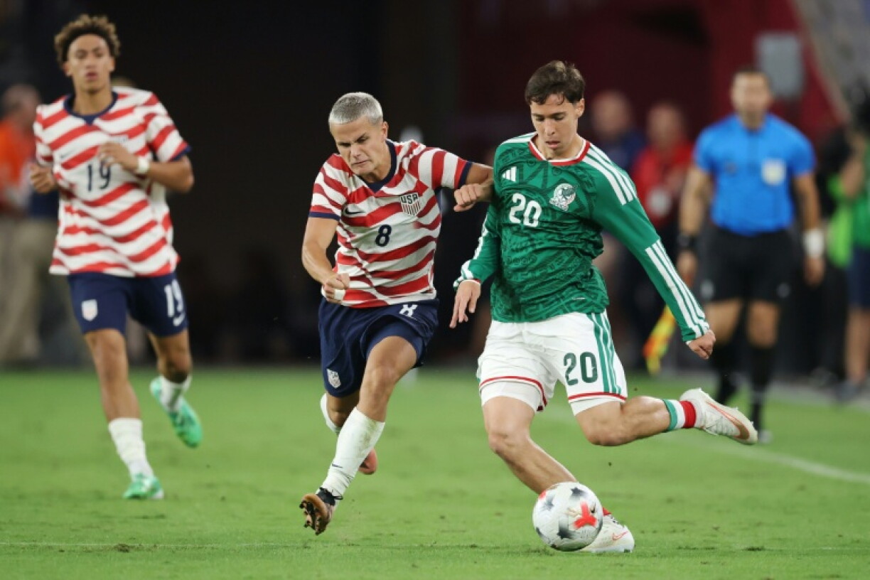 The USA's Cavan Sullivan (8) set a goalscoring record in a 3-0 defeat of Mexico in Arizona