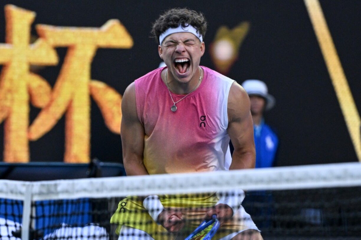 Ben Shelton celebrates victory over Italy's Lorenzo Sonego to make the Australian Open semi-finals