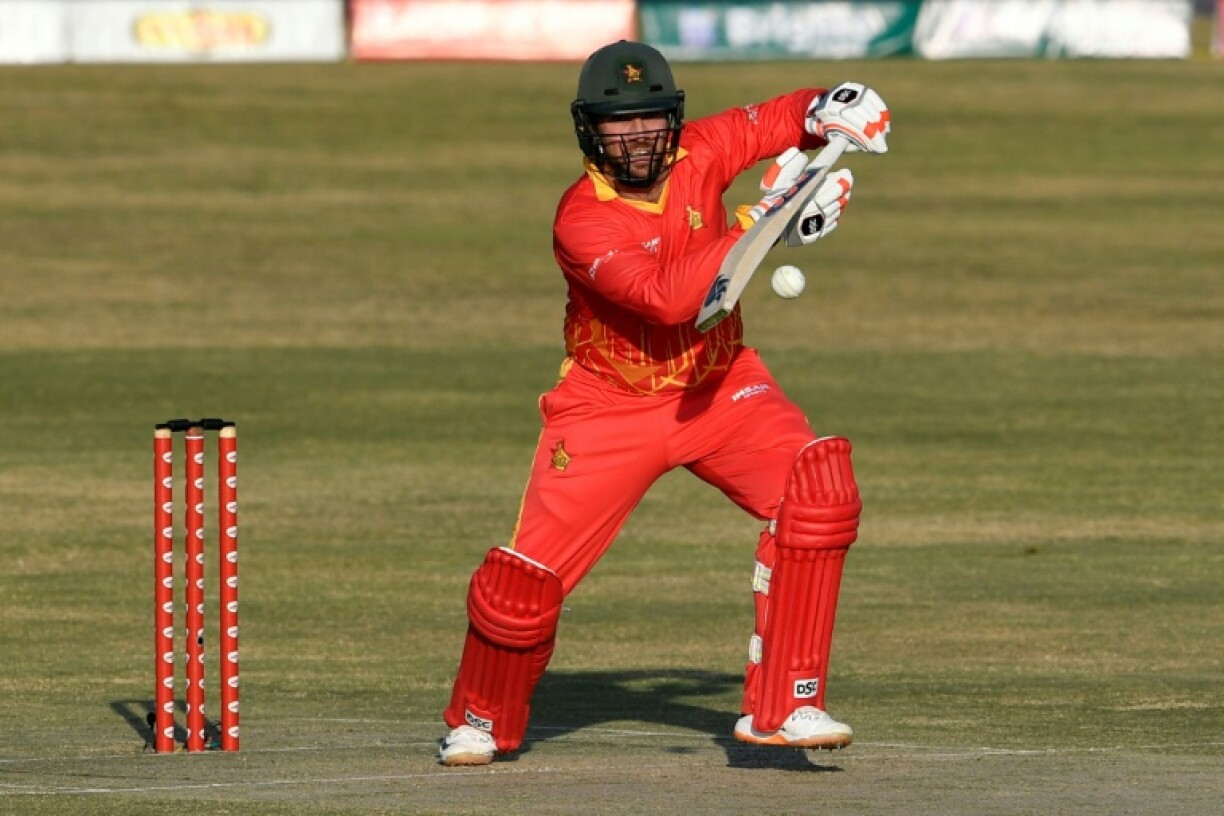 Brendan Taylor plays a shot for Zimbabwe during a T20 against Pakistan in 2020
