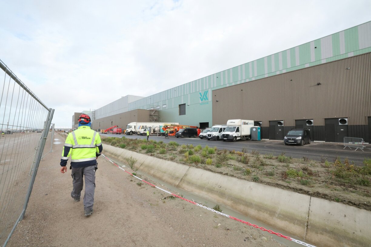 La première gigafactory de fabrication de batteries pour véhicules électriques de Verkor à Bourbourg, dans le nord de la France.