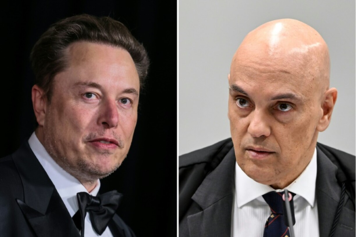 Le propriétair de X, Elon Musk et le juge de la Cour suprême, Alexandre de Moraes