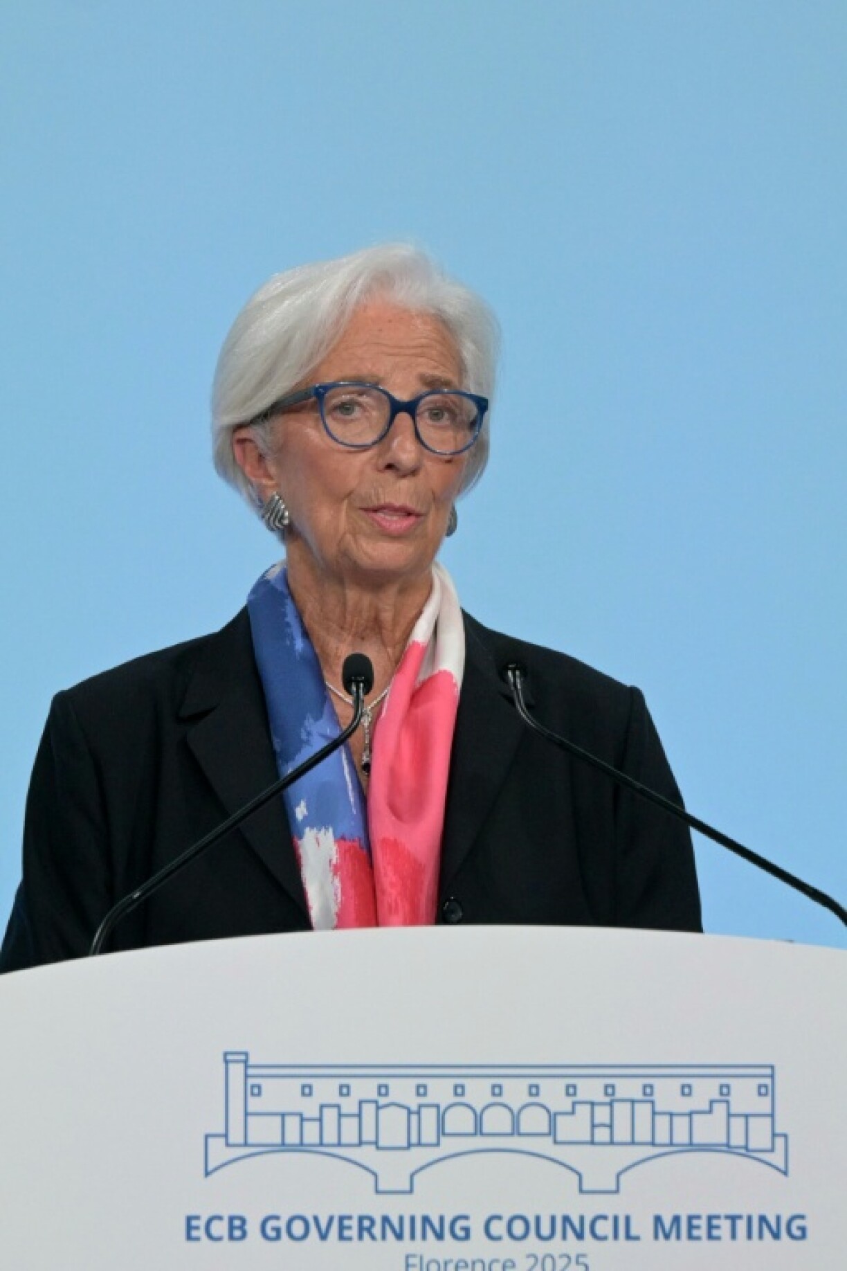 European Central Bank President Christine Lagarde said 'downside risks' to economic growth had eased