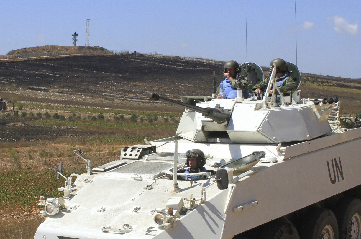 En UN-Friddensbattalioun un der Grenz vum Libanon, fotograféiert am September 2019.