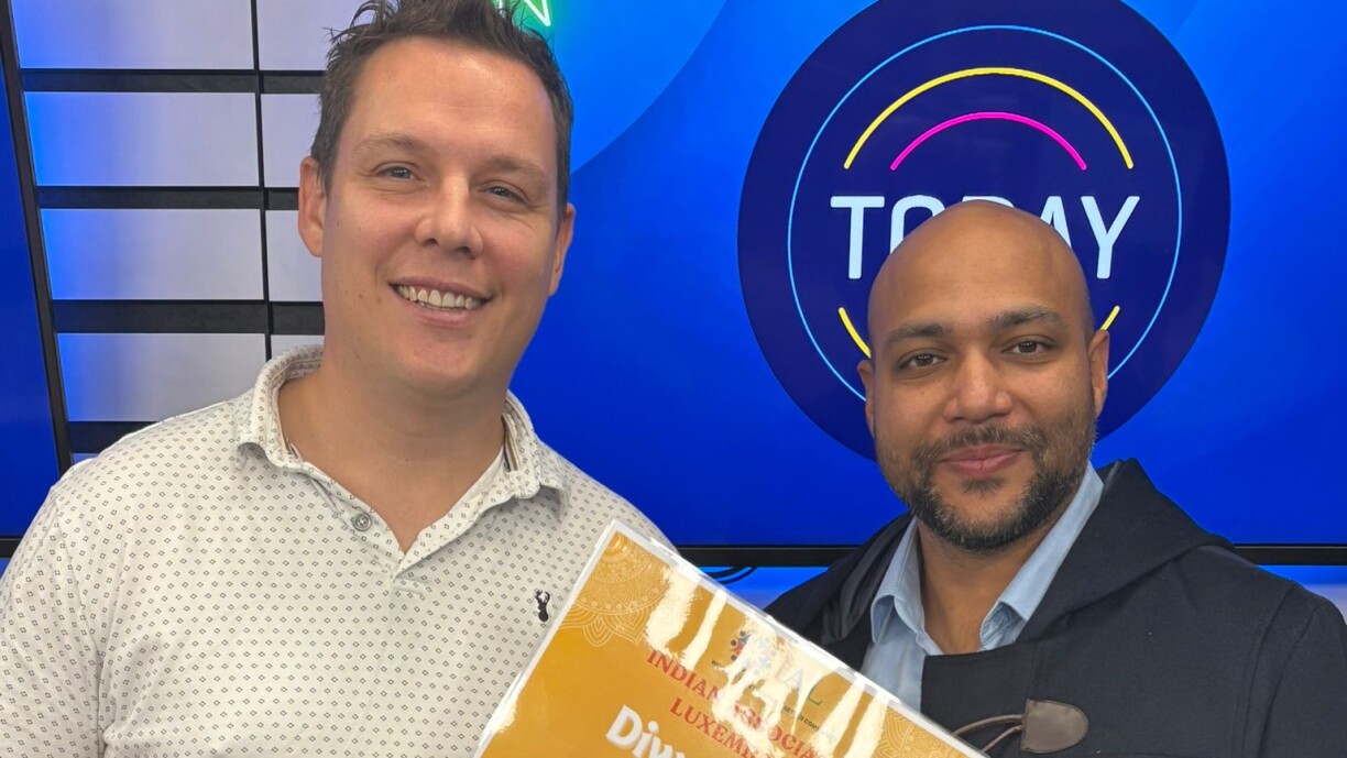 Sam Steen and Sahil Goel in the Today Radio studio,