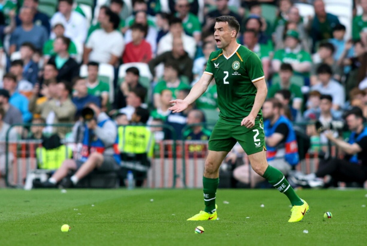 Balls bearing Palestinian flags were thrown onto the pitch during an Ireland-Qatar friendly in Dublin in May