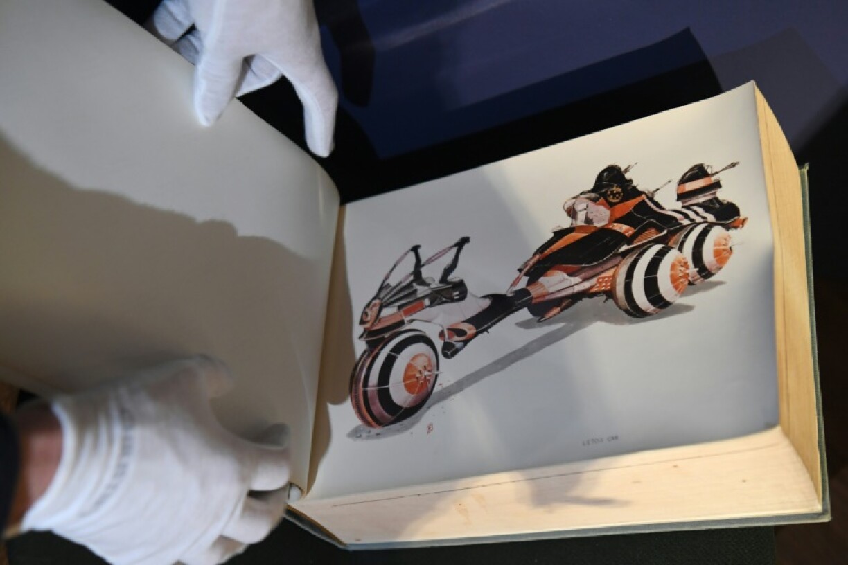 Une page du storyboard de Dune réalisé par Alejandro Jodorowsky chez Christie's à Paris, le 19 novembre 2021