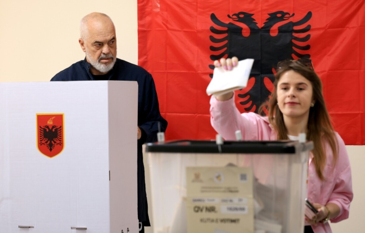 Albanian Prime Minister Edi Rama (L) is seeking a fourth straight term