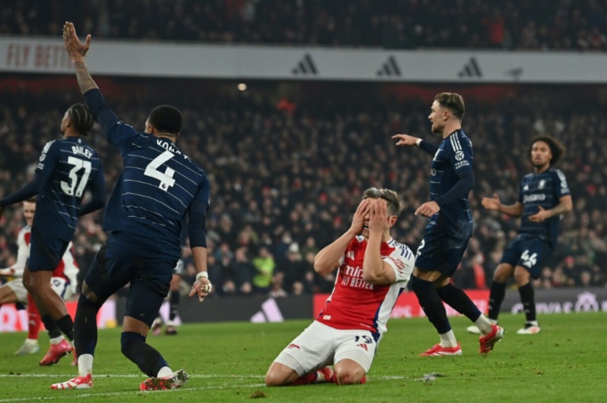 Arsenal's Leandro Trossard shows his frustration during the damaging draw against Aston Villa