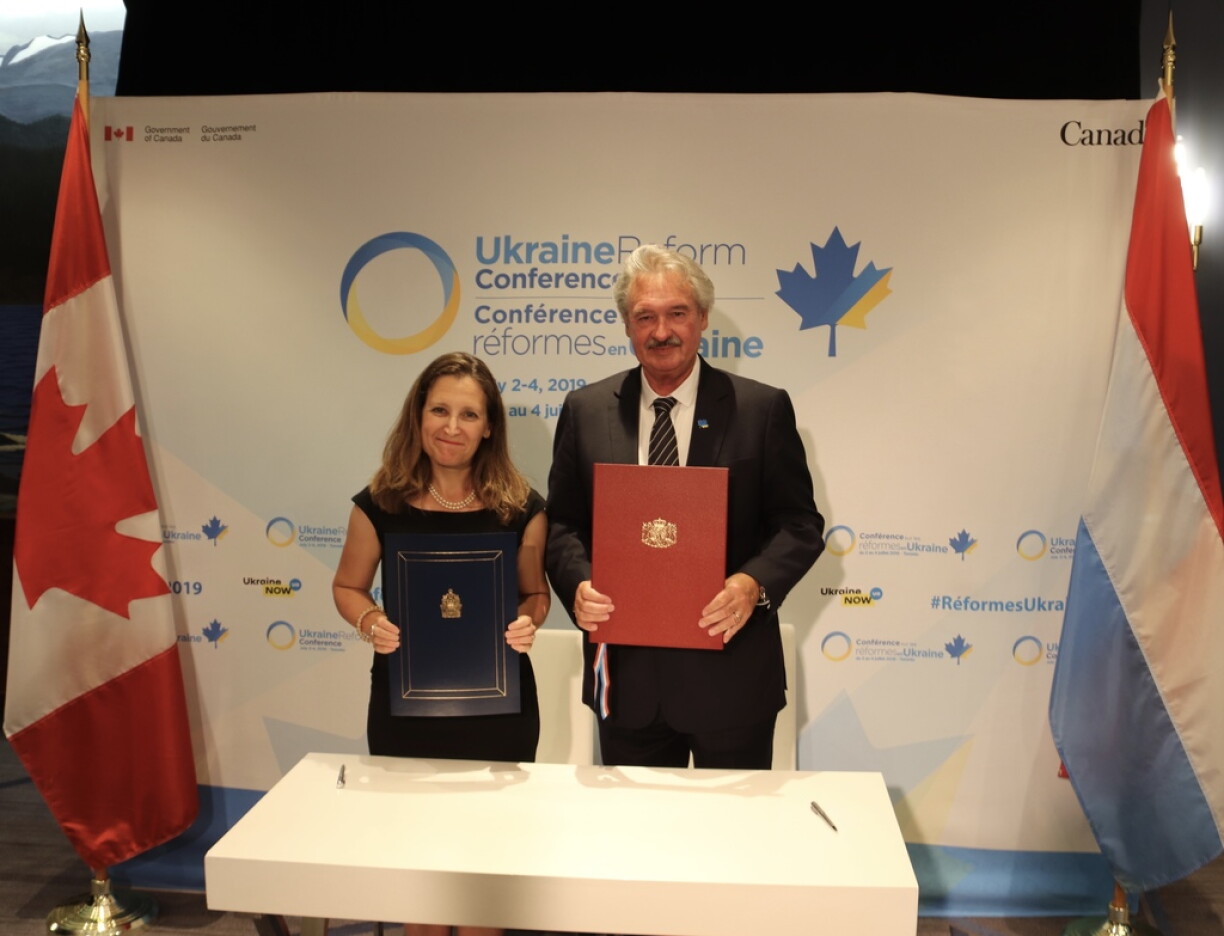 Chrystia Freeland, the Canadian Minister of Foreign Affairs and Jean Asselborn.