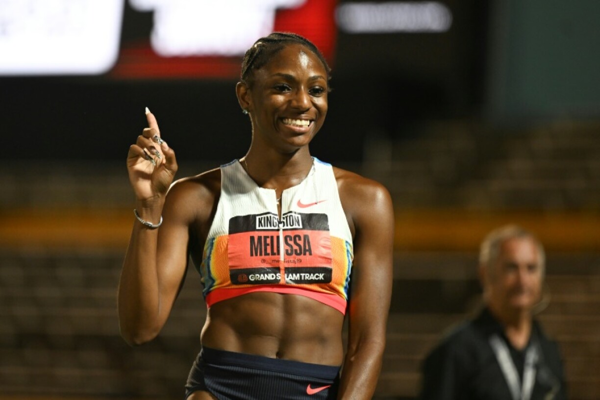 Melissa Jefferson-Wooden clocked a world-leading 10.73sec on her way to 100m victory at the Philadelphia Grand Slam Track meeting