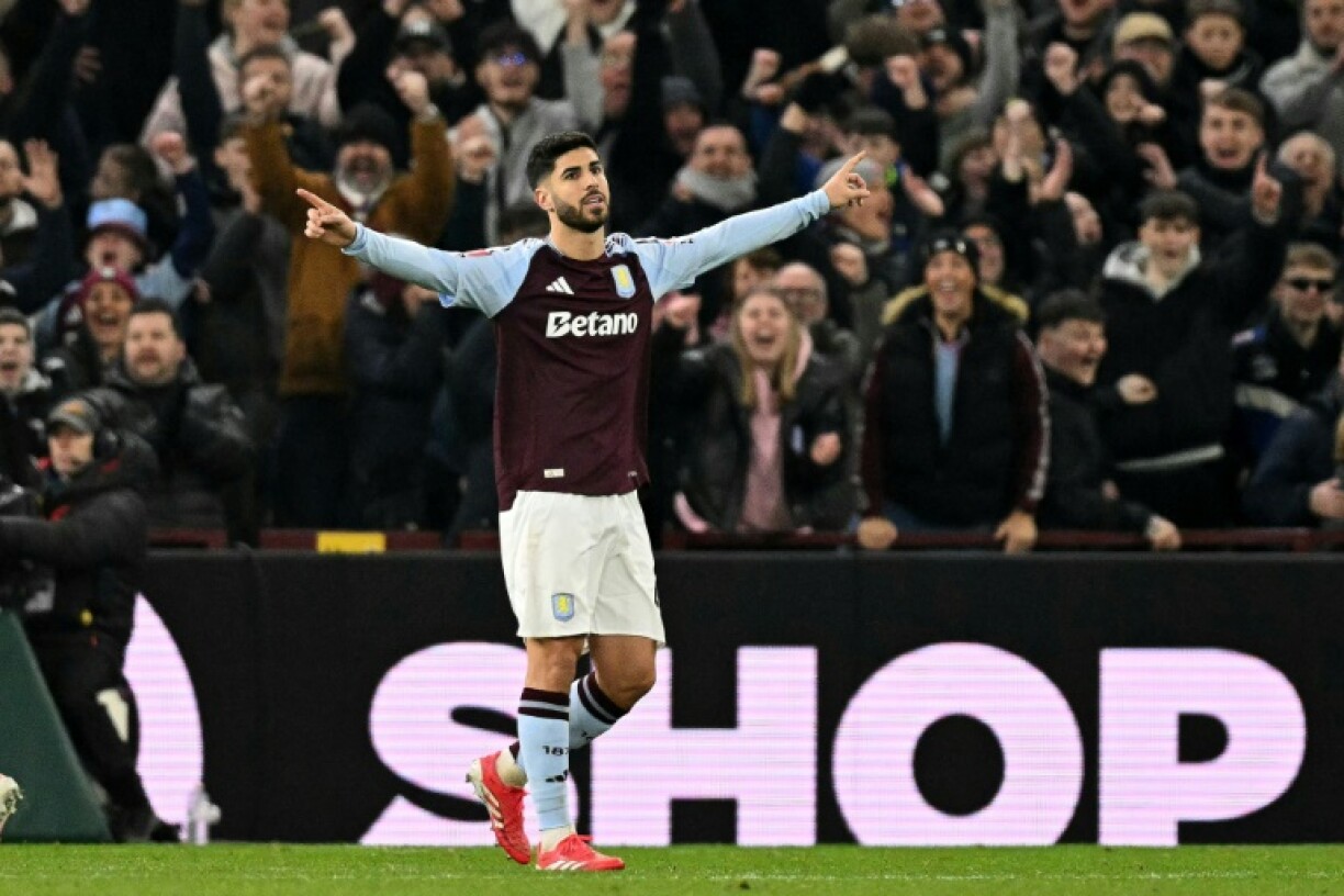 Aston Villa's Marco Asensio celebrates scoring against Cardiff