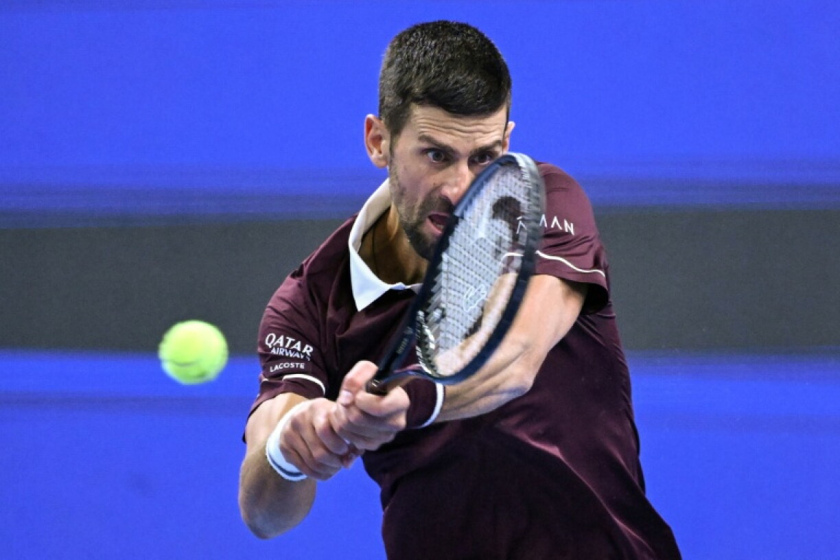 Serbia's Novak Djokovic hits a return to Portugal's Nuno Borges during their men's singles first round match at the China Open tennis tournament in Beijing on September 30, 2026.