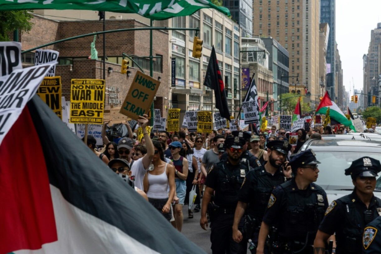 Protesters march in New York city against the US strikes against Iran as fears grow of a wider Middle East conflict