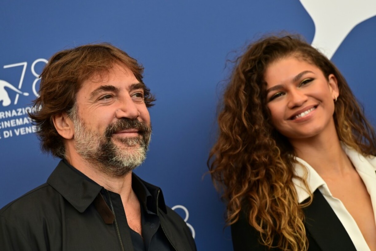 L'actrice américaine Zendaya et l'acteur espagnol Javier Bardem, le 3 septembre 2021 à Venise